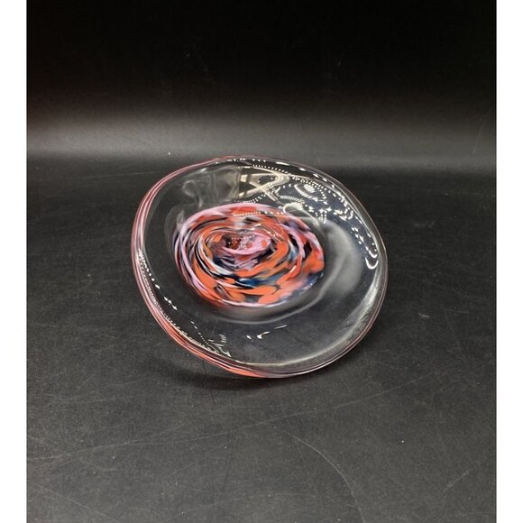 Unmarked Other - Art Glass Round Shaped Paperweight Paper Clip Holder End Of Day Abstract